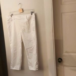 Tribal Ankle Pants/ White / Sz 12/Dwsigner/ Metal Snaps/ NWOT/ Minimalist